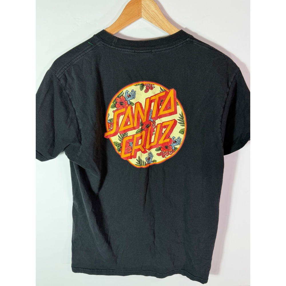 Santa Cruz Screaming Hand Floral Graphic T-Shirt Black Mens Medium Skate Tee